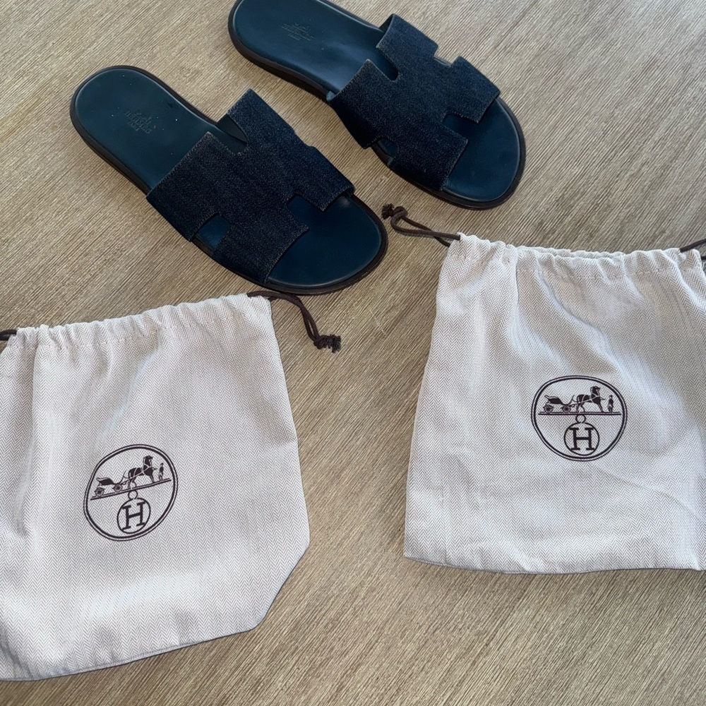 Hermes Men's Sandals in blue Denise size 11 - Picture 2 of 6